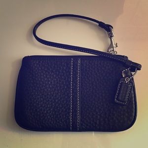 Coach Black Pebbled Leather Wristlet