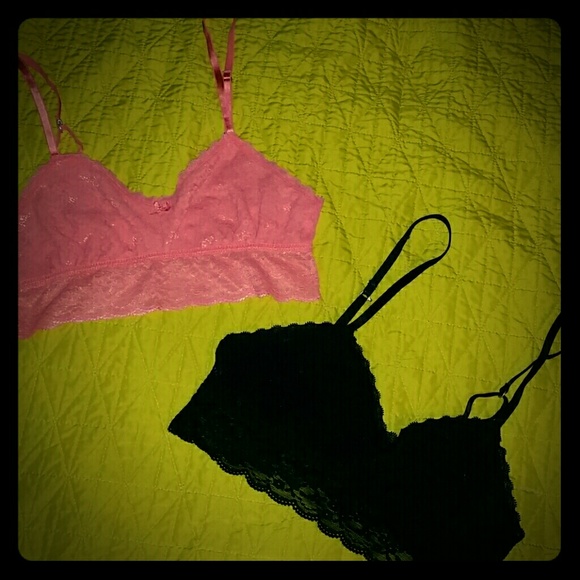 TWO bralettes. Black and CORAL. Price is for both!
