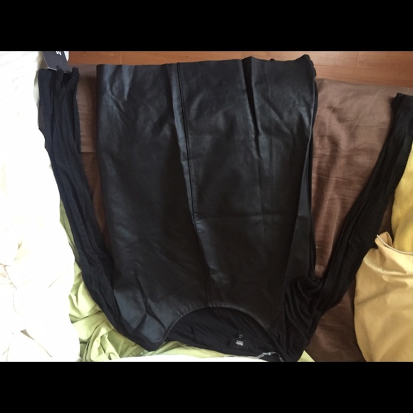 Leather and cotton long sleeved shirt.