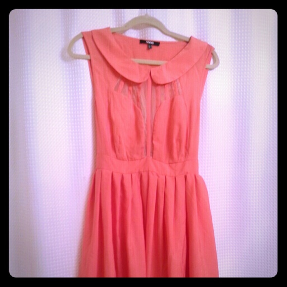 ASOS Coral & Cream Collar Insert Spring Dress-NWT