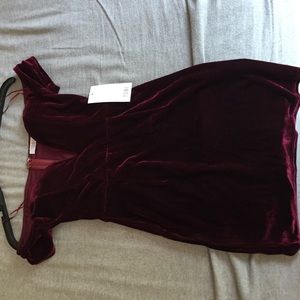 Tobi red/maroon velour bodycon dress