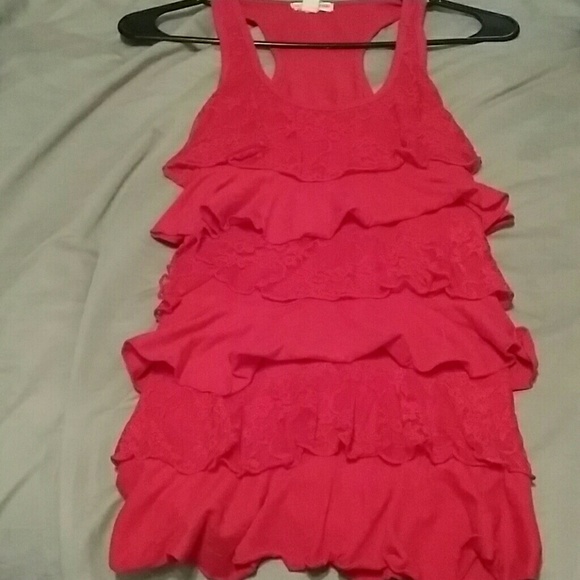 Red ruffle shirt