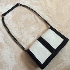 Color Block Snake Skin Cross Body Bag