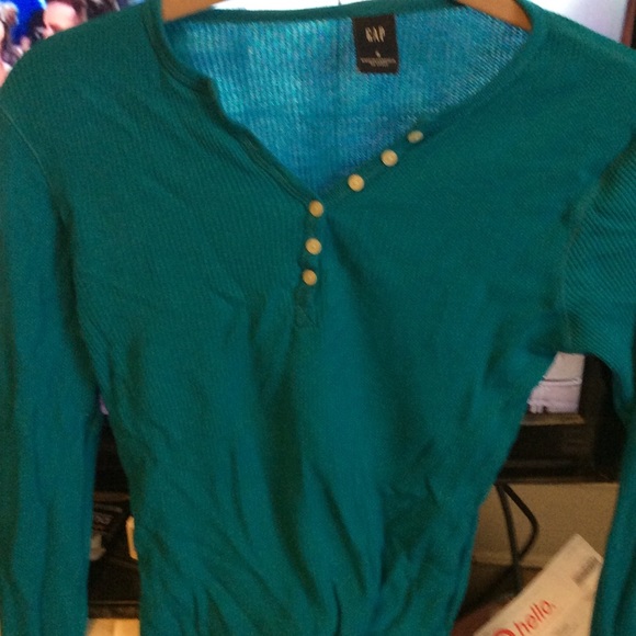 Turquoise Teal Henley Gap Top