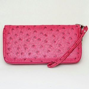 X SOLD X Faux Ostrich Leather Wallet