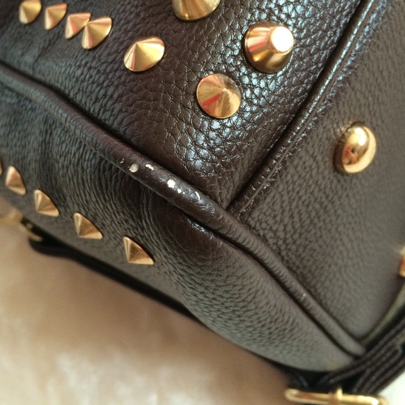 Brown Gold Studded Satchel - Picture 4 of 4