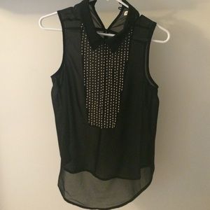 Black sheer top with beading
