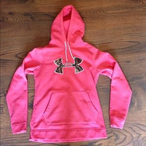 Pink underarmor sweatshirt with camo logo