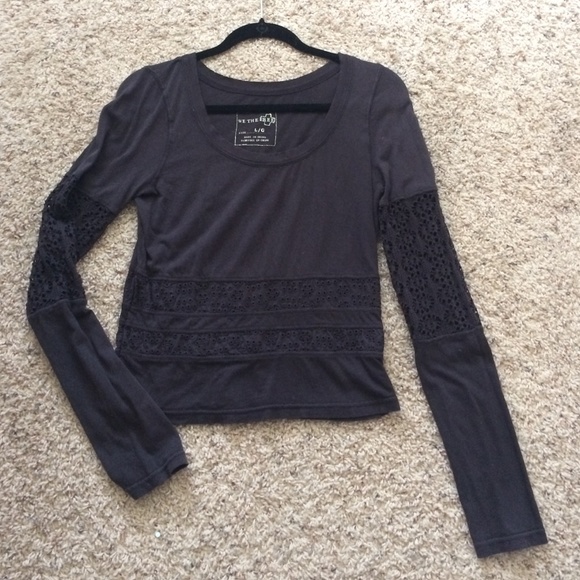 Black Free People cropped shirt with crochet