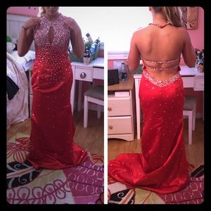 Here is the red prom dress on me!