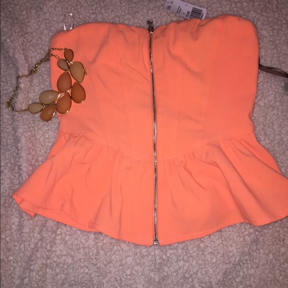 Nwt Orange peplum tube top - Picture 2 of 3