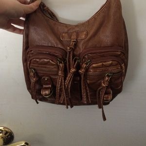 Brown faux leather bag