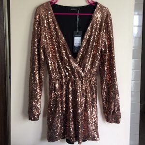 Jumpsuit romper in brownish/rose/gold Sequin XL