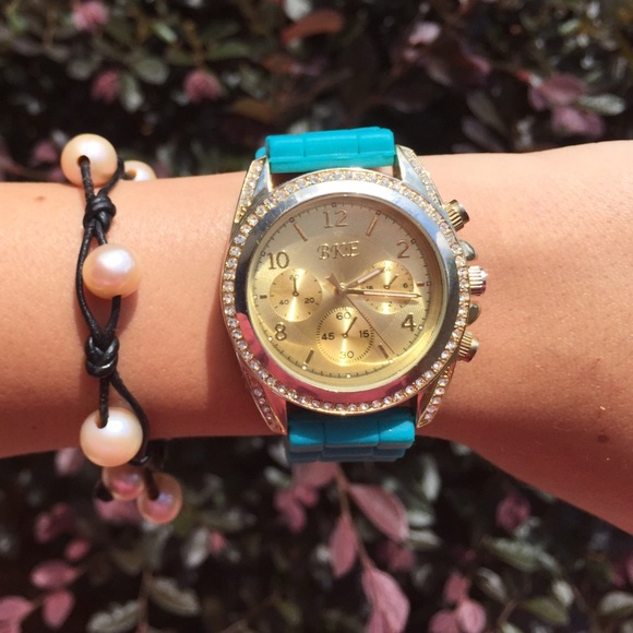 Gold and Blue stainless steel watch