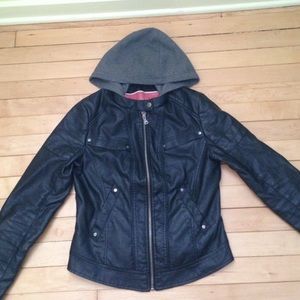 faux leather crop jacket