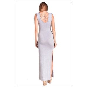 Grey Bodycon Maxi Dress with Slits