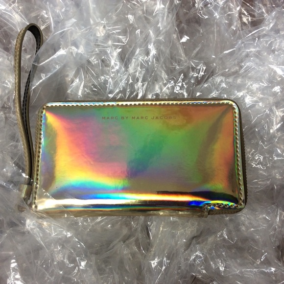 Marc by Marc Jacobs gold holographic wristlet bag