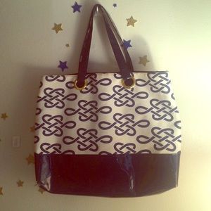 Estée Lauder Tote | Navy Print | Canvas | 14"x10"