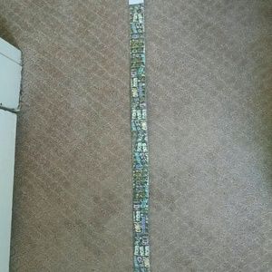 white and brown studded belt