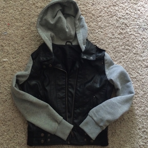 Hard core faux  leather moto  jacket
