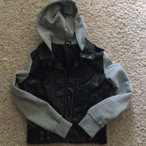 Hard core faux  leather moto  jacket