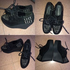 Black studded heels.