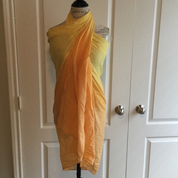 The beach Other - Yellow/ orange scarf coverup 100% cotton ombre