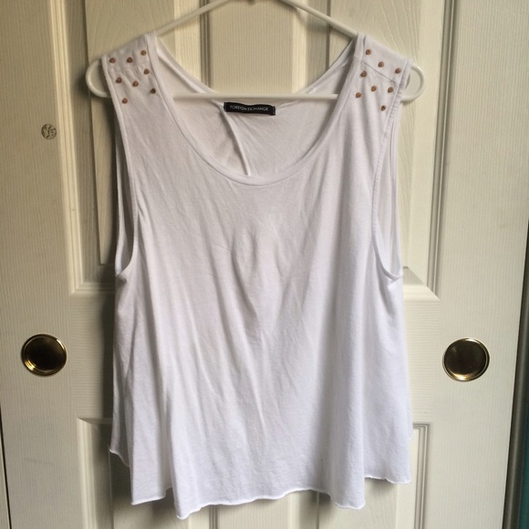White tank top with gold studs