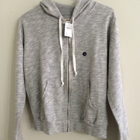 marl hollister zip up hoodie