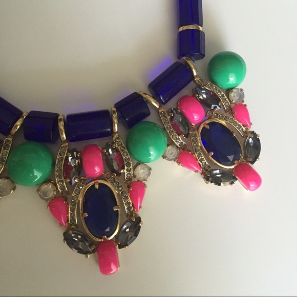 J.Crew Blue 3 Stations Crystal And Bead Necklace - Picture 2 of 4