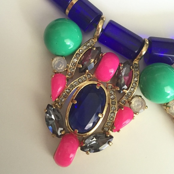 J.Crew Blue 3 Stations Crystal And Bead Necklace - Picture 3 of 4