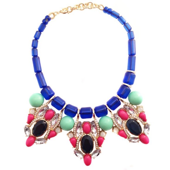 J.Crew Blue 3 Stations Crystal And Bead Necklace - Picture 4 of 4