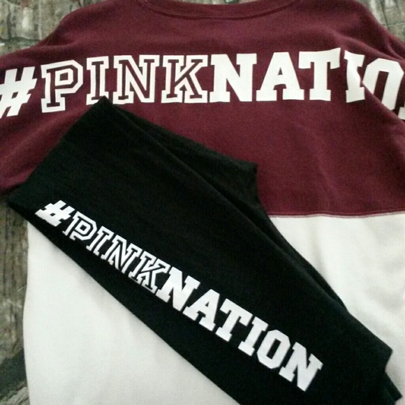 VS PINK varsity crew & leggings