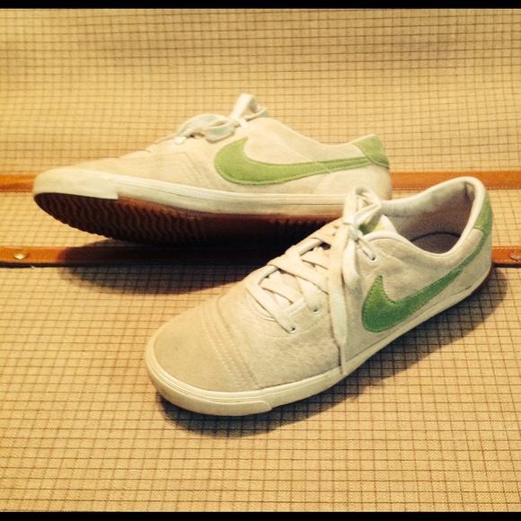 SOLD Nike's taupe suede green accents