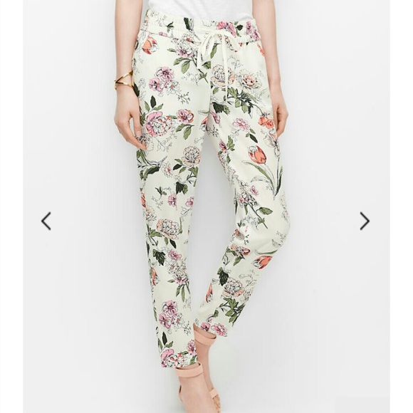 DONATED Ann Taylor silk floral drawstring pants