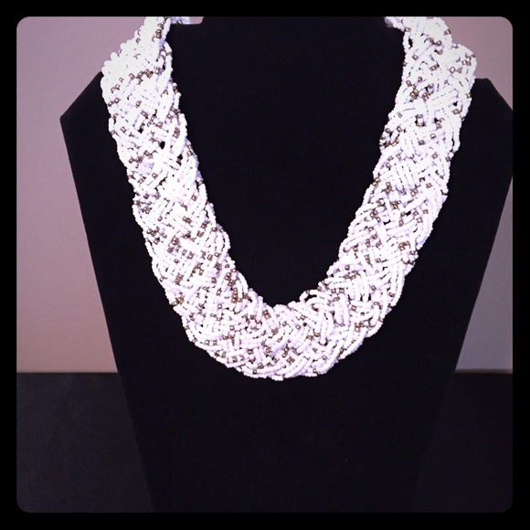 White and gold statement necklace