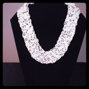 White and gold statement necklace