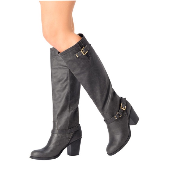 Dusty black tall boots