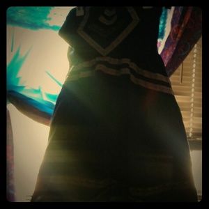 Navy blue dress with triangle stripes