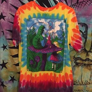 Alice in Wonderland trippy hipster tie dye shirt