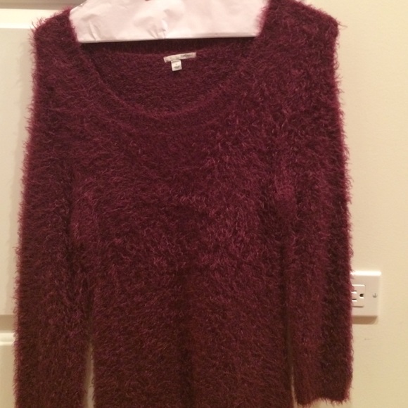 Dark red furry sweater
