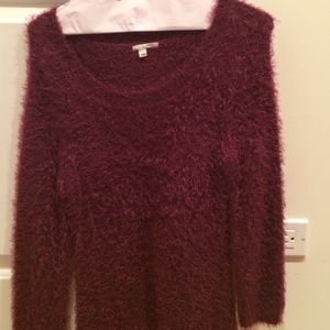 Dark red furry sweater