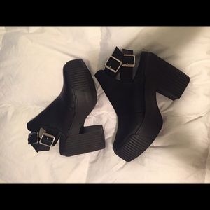 TopShop black buckle up boots