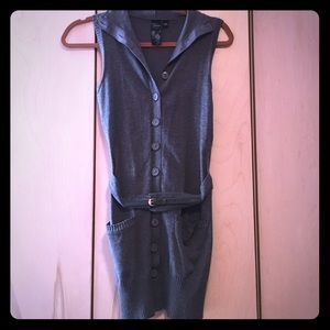 Grey Guess button down sweater vest