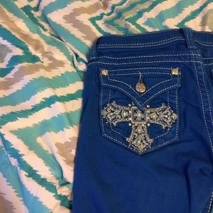 Bright blue miss me capris