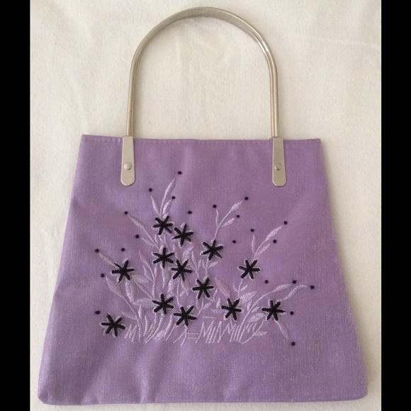 Purple embroidered Front Evening Bag