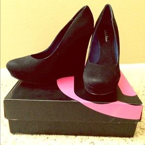 Black Suede Wedge Heel
