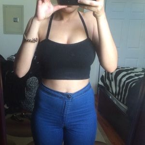 Forever21 cropped sweater tank with crossed back