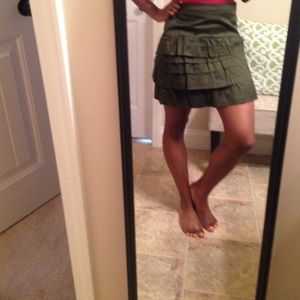 Olive green ruffle skirt