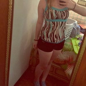 Blue zebra striped tikini swim suit.